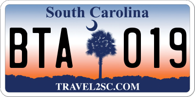 SC license plate BTA019