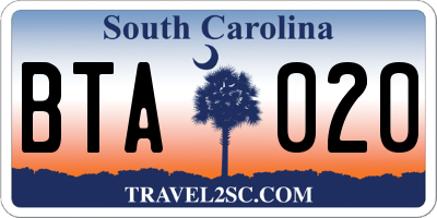 SC license plate BTA020