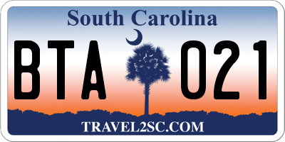 SC license plate BTA021