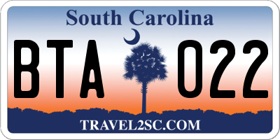 SC license plate BTA022