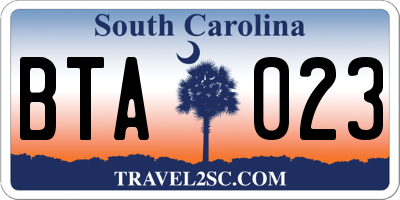 SC license plate BTA023