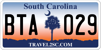 SC license plate BTA029