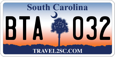 SC license plate BTA032