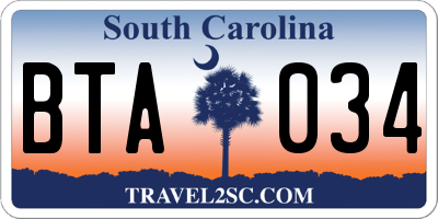 SC license plate BTA034