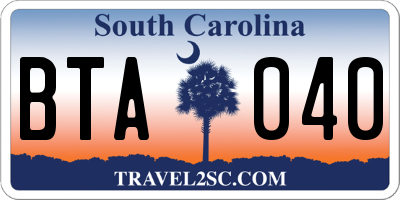 SC license plate BTA040