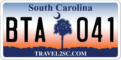 SC license plate BTA041