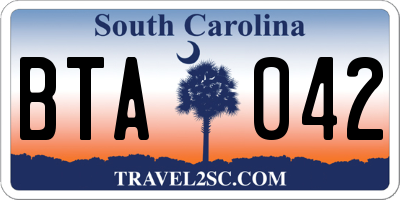 SC license plate BTA042