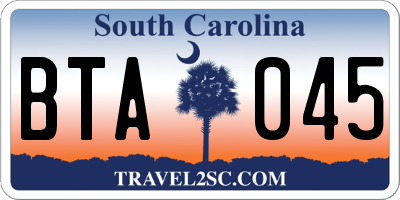 SC license plate BTA045