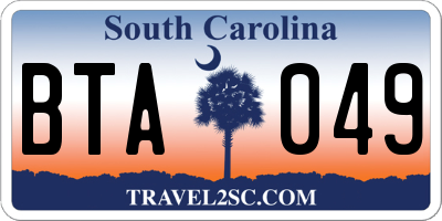 SC license plate BTA049