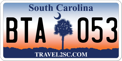 SC license plate BTA053