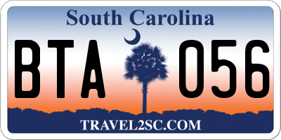 SC license plate BTA056