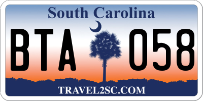 SC license plate BTA058