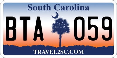 SC license plate BTA059