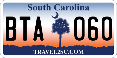 SC license plate BTA060