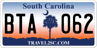 SC license plate BTA062