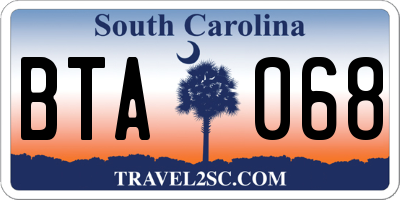 SC license plate BTA068