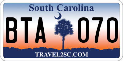 SC license plate BTA070