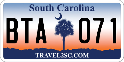SC license plate BTA071