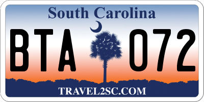 SC license plate BTA072