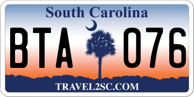 SC license plate BTA076