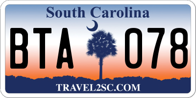 SC license plate BTA078