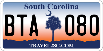 SC license plate BTA080