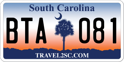 SC license plate BTA081