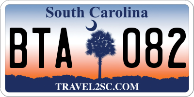 SC license plate BTA082