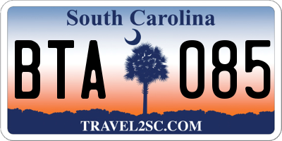 SC license plate BTA085