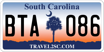 SC license plate BTA086