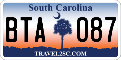 SC license plate BTA087