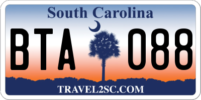 SC license plate BTA088