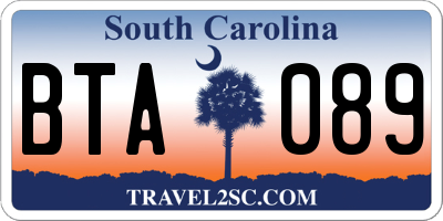 SC license plate BTA089