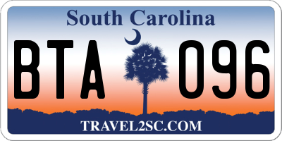 SC license plate BTA096
