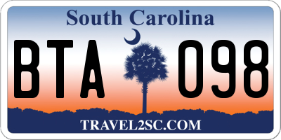 SC license plate BTA098