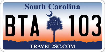 SC license plate BTA103