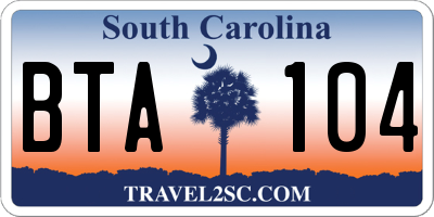 SC license plate BTA104