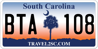 SC license plate BTA108