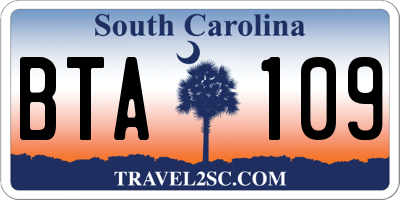 SC license plate BTA109