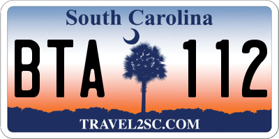 SC license plate BTA112