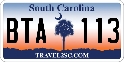 SC license plate BTA113