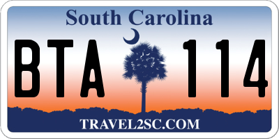 SC license plate BTA114