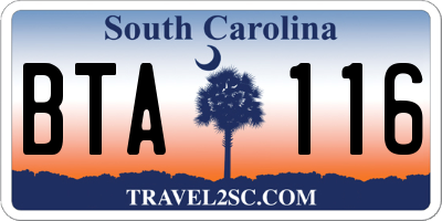 SC license plate BTA116