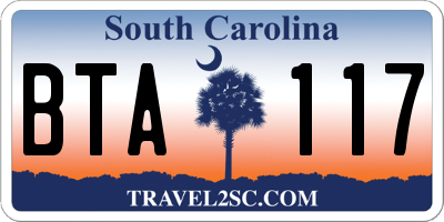 SC license plate BTA117