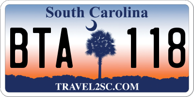 SC license plate BTA118