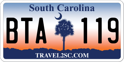 SC license plate BTA119