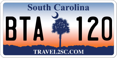 SC license plate BTA120