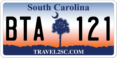 SC license plate BTA121