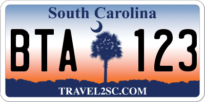 SC license plate BTA123