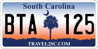 SC license plate BTA125